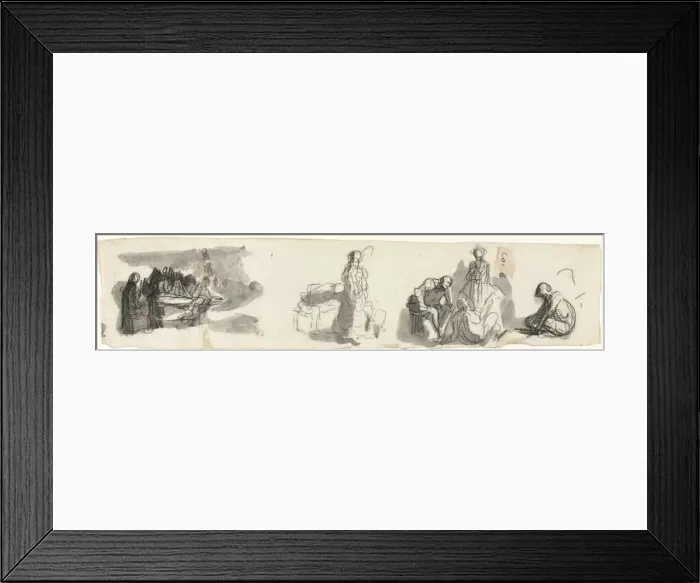 Framed Print : Sheet of Studies with a Group of Four Figures to the Right (recto) Sketches of Various Figures Framed Print : Sheet of Studies with a Group of Four Figures to the Right (recto) Sketches of Various Figures