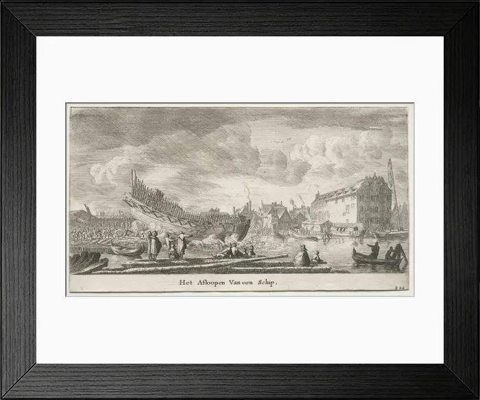 Framed Print : Ships of Amsterdam: Launching a Ship. Creator: Reinier Nooms (Dutch, c. 1623-1667) Framed Print : Ships of Amsterdam: Launching a Ship. Creator: Reinier Nooms (Dutch, c. 1623-1667)