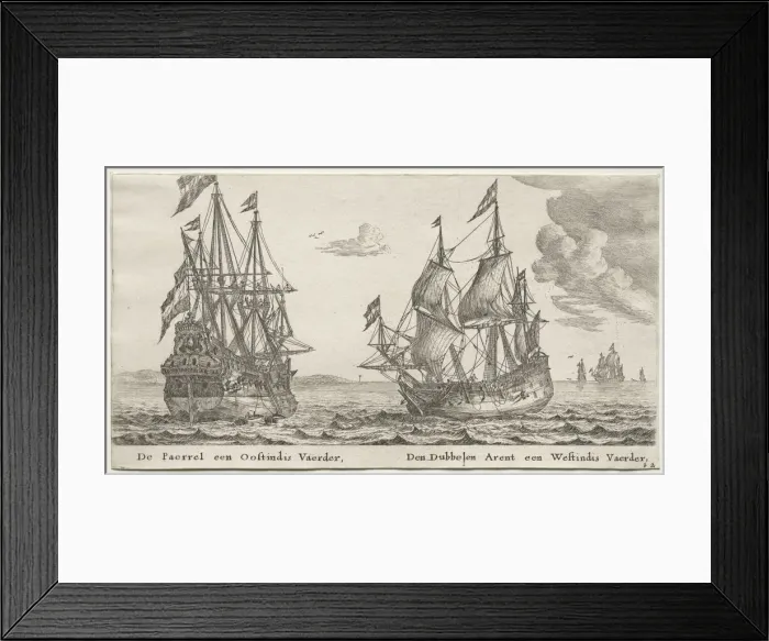 Framed Print : Ships of Amsterdam: The Pearl and East Indiaman, The Double Eagle, a West Indiaman Framed Print : Ships of Amsterdam: The Pearl and East Indiaman, The Double Eagle, a West Indiaman