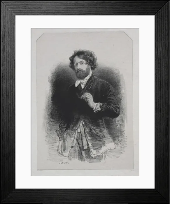 Framed Print : Self-Portrait, 1842. Creator: Paul Gavarni (French, 1804-1866) Framed Print : Self-Portrait, 1842. Creator: Paul Gavarni (French, 1804-1866)