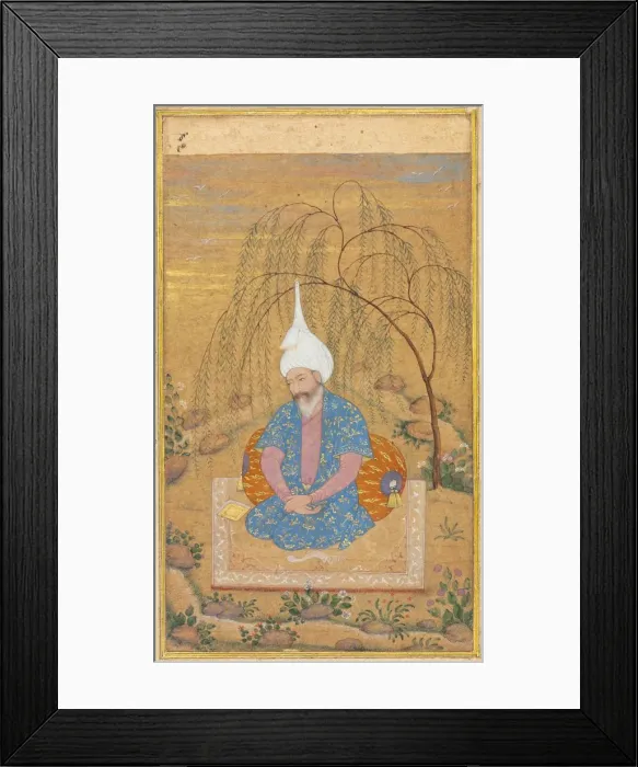 Framed Print : Shah Tahmasp I (1514-1576) Seated in a Landscape, c. 1575. Creator: Unknown Framed Print : Shah Tahmasp I (1514-1576) Seated in a Landscape, c. 1575. Creator: Unknown