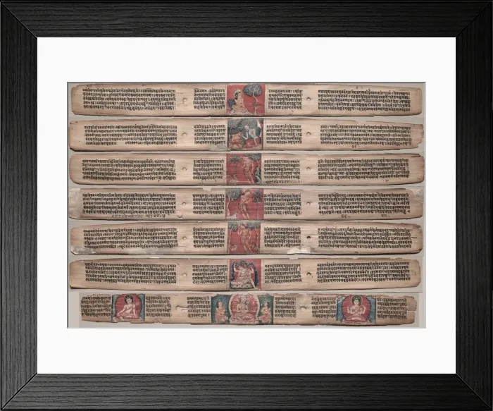 Framed Print : Seven Leaves from a Manuscript of the Gandavyuha-sutra... 1000s-1100s. Creator: Unknown Framed Print : Seven Leaves from a Manuscript of the Gandavyuha-sutra... 1000s-1100s. Creator: Unknown