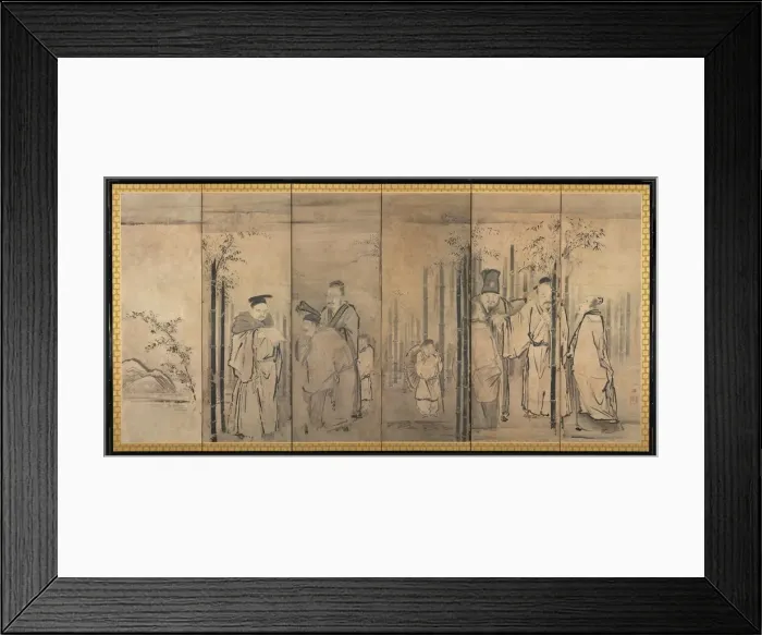 Framed Print : Seven Sages of the Bamboo Grove; Four Elders of Mt. Shang, 1600s. Creator: Kano Tan?y? (Japanese Framed Print : Seven Sages of the Bamboo Grove; Four Elders of Mt. Shang, 1600s. Creator: Kano Tan?y? (Japanese