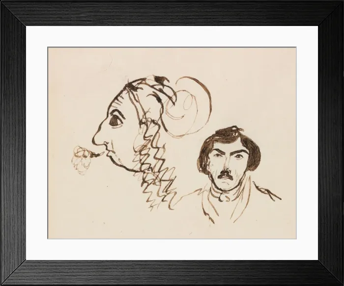 Framed Print : Self-Portrait with Portrait of Delacroix, c. 1845. Creator: George Sand (French, 1804-1876) Framed Print : Self-Portrait with Portrait of Delacroix, c. 1845. Creator: George Sand (French, 1804-1876)