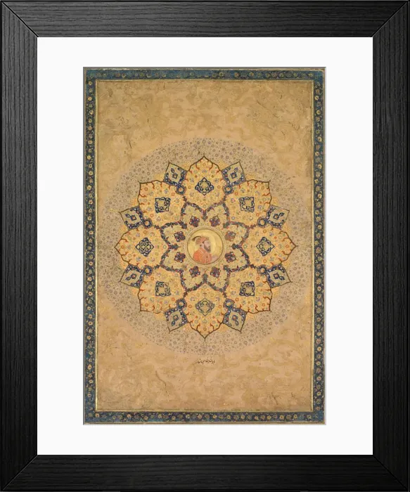 Framed Print : Shamsa (sunburst) with portrait of Aurangzeb (1618-1707), from the Emperors Album… Framed Print : Shamsa (sunburst) with portrait of Aurangzeb (1618-1707), from the Emperors Album…