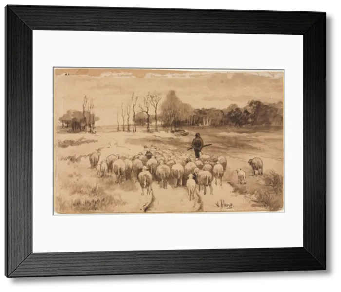 Framed Print : Shepherd with His Flock, c. 1870. Creator: Anton Mauve (Dutch, 1838-1888) Framed Print : Shepherd with His Flock, c. 1870. Creator: Anton Mauve (Dutch, 1838-1888)
