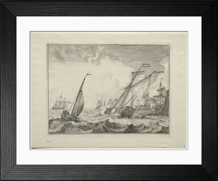 Framed Print : Ships in a Gale, 1701. Creator: Ludolf Backhuysen (Dutch, 1631-1708); Ludolf Backhuysen (Dutch Framed Print : Ships in a Gale, 1701. Creator: Ludolf Backhuysen (Dutch, 1631-1708); Ludolf Backhuysen (Dutch