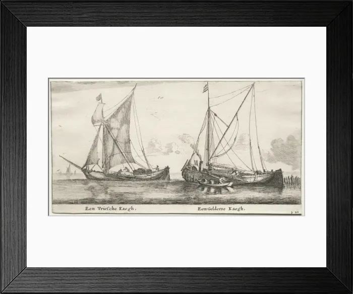 Framed Print : Ships of Amsterdam: A Frisian Bilander. A Geldersche Bilander. Creator: Reinier Nooms (Dutch, c Framed Print : Ships of Amsterdam: A Frisian Bilander. A Geldersche Bilander. Creator: Reinier Nooms (Dutch, c