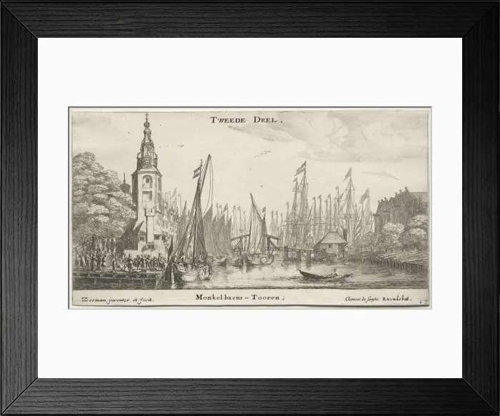 Framed Print : Ships of Amsterdam: Canal near Amsterdam and Tower of Monkel. Creator: Reinier Nooms (Dutch, c Framed Print : Ships of Amsterdam: Canal near Amsterdam and Tower of Monkel. Creator: Reinier Nooms (Dutch, c