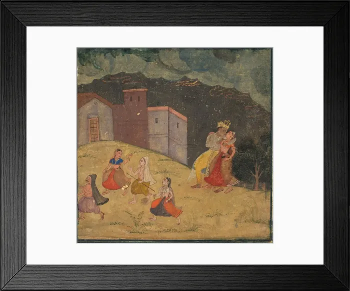 Framed Print : Radha and Krishna Caught in a Storm, c. 1615-1620. Creator: Unknown Framed Print : Radha and Krishna Caught in a Storm, c. 1615-1620. Creator: Unknown
