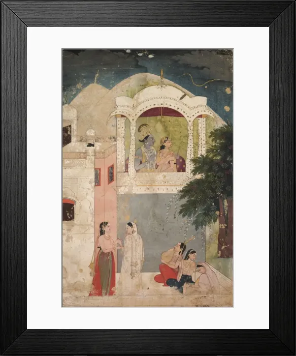Framed Print : Radha and Krishna Seated on a Balcony, c. 1760. Creator: Unknown Framed Print : Radha and Krishna Seated on a Balcony, c. 1760. Creator: Unknown