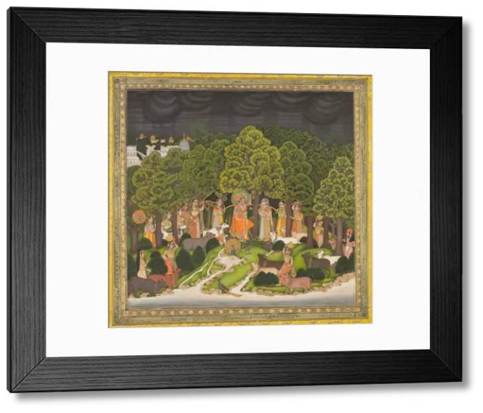Framed Print : Radha and Krishna meet in the forest during a storm, c. 1770. Creator: Unknown Framed Print : Radha and Krishna meet in the forest during a storm, c. 1770. Creator: Unknown