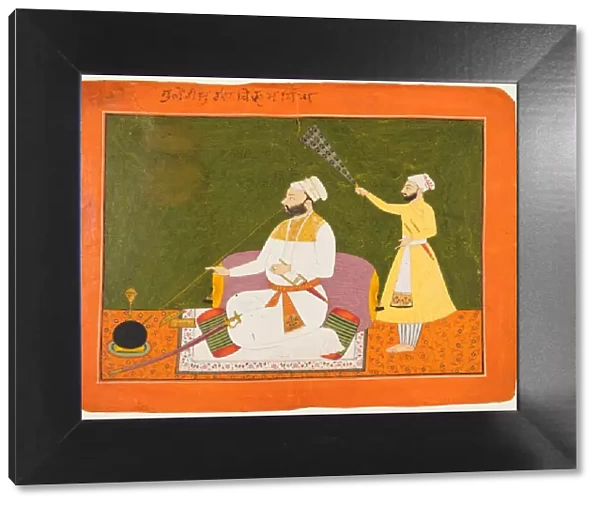Raja Bikram Singh of Guler (reigned 1661-85) Smoking, about 1680. Creator: Unknown