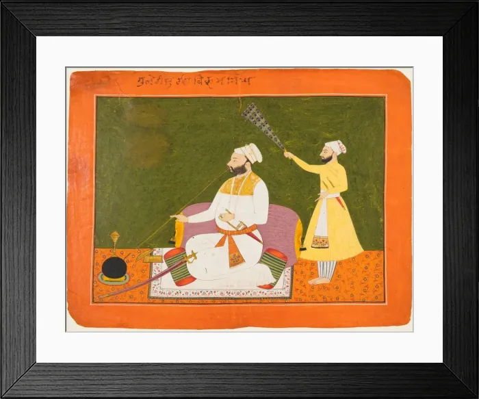 Framed Print : Raja Bikram Singh of Guler (reigned 1661-85) Smoking, about 1680. Creator: Unknown Framed Print : Raja Bikram Singh of Guler (reigned 1661-85) Smoking, about 1680. Creator: Unknown