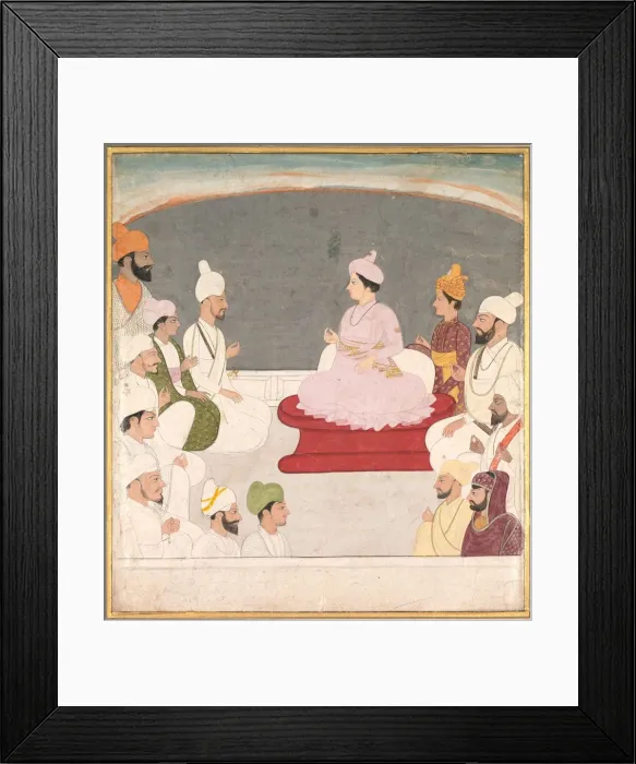 Framed Print : Raja Sansar Chand of Kangra and Courtiers, c. 1783. Creator: Unknown Framed Print : Raja Sansar Chand of Kangra and Courtiers, c. 1783. Creator: Unknown