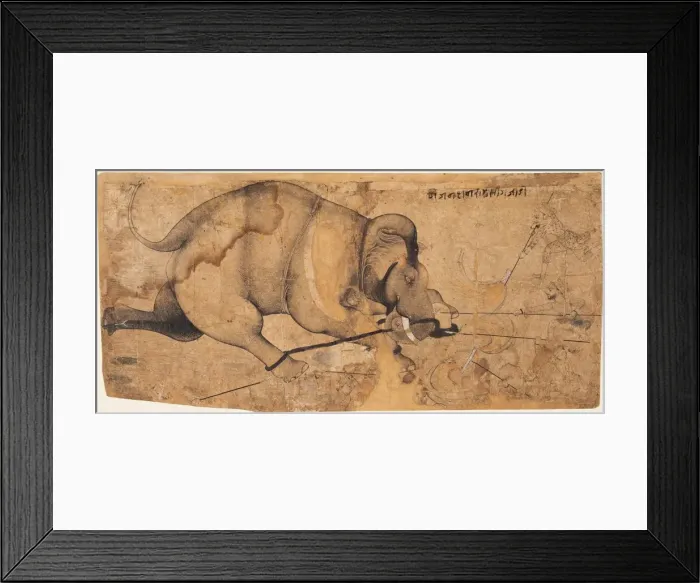 Framed Print : Rao Ram Singhs Elephant Gone Amok, c. 1700. Creator: Unknown Framed Print : Rao Ram Singhs Elephant Gone Amok, c. 1700. Creator: Unknown