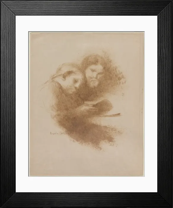 Framed Print : Reading, fourth quarter 1800s. Creator: Eugene Carriere (French, 1849-1906) Framed Print : Reading, fourth quarter 1800s. Creator: Eugene Carriere (French, 1849-1906)