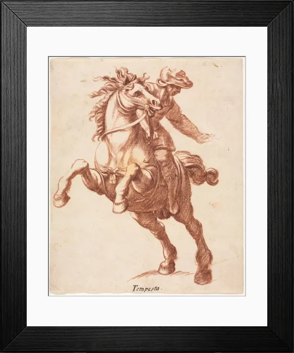 Framed Print : Rearing Horse and Rider, c. 1600?. Creator: Antonio Tempesta (Italian, 1555-1630), attributed to