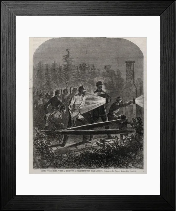 Framed Print : Rebels Outside Their Works at Yorktown Reconnoitering with Dark Lanterns, 1862. Creator Framed Print : Rebels Outside Their Works at Yorktown Reconnoitering with Dark Lanterns, 1862. Creator
