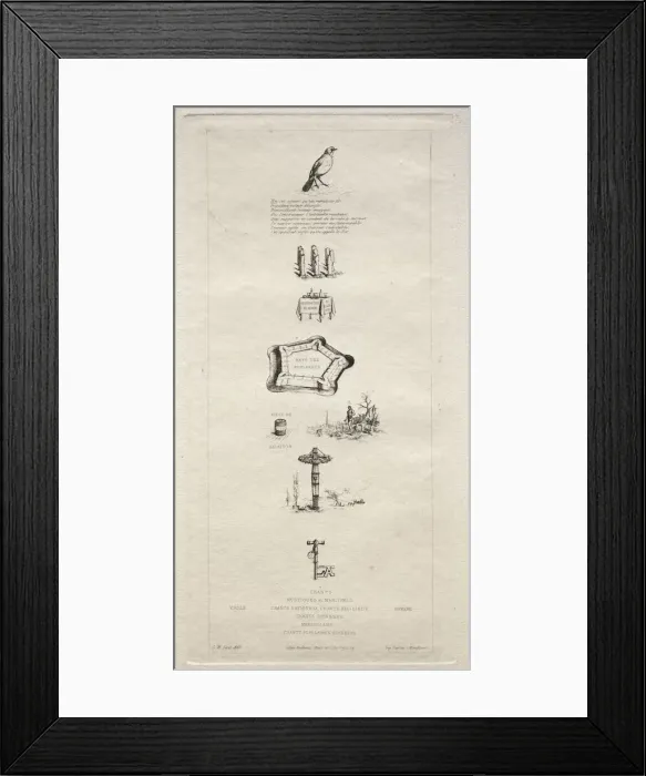 Framed Print : Rebus: Beranger was not really strong for he never had the key to the fields, 1863 Framed Print : Rebus: Beranger was not really strong for he never had the key to the fields, 1863