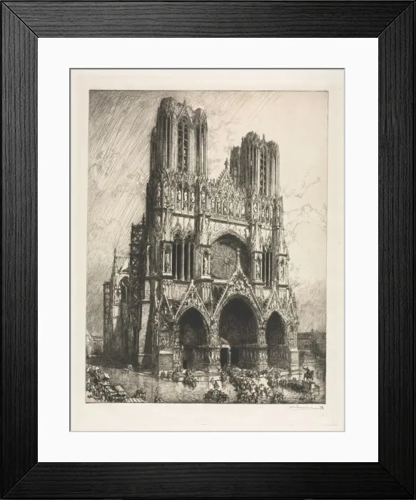 Framed Print : Reims Cathedral. Creator: Auguste Louis Lepere (French, 1849-1918) Framed Print : Reims Cathedral. Creator: Auguste Louis Lepere (French, 1849-1918)