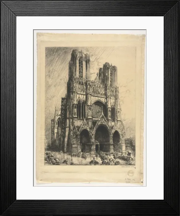 Framed Print : Reims Cathedral. Creator: Auguste Louis Lepere (French, 1849-1918) Framed Print : Reims Cathedral. Creator: Auguste Louis Lepere (French, 1849-1918)