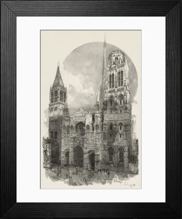 Framed Print : Rouen Illustre: La Cathedrale de Rouen, 1888. Creator: Auguste Louis Lepere (French Framed Print : Rouen Illustre: La Cathedrale de Rouen, 1888. Creator: Auguste Louis Lepere (French