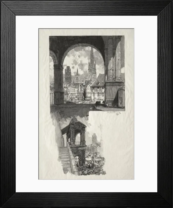 Framed Print : Rouen Illustre: Place de la Haute Vieille Tour; Edicule de la Fierte, 1896. Creator Framed Print : Rouen Illustre: Place de la Haute Vieille Tour; Edicule de la Fierte, 1896. Creator