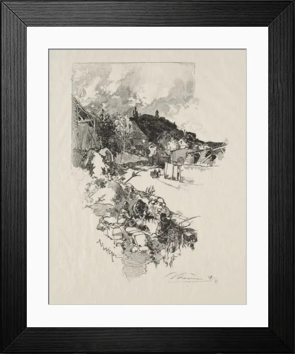 Framed Print : Route de Versailles. Creator: Auguste Louis Lepere (French, 1849-1918) Framed Print : Route de Versailles. Creator: Auguste Louis Lepere (French, 1849-1918)