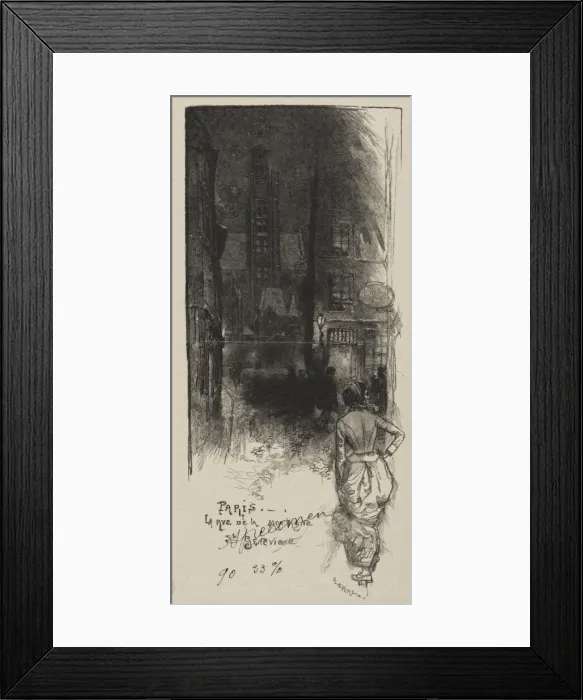 Framed Print : Rue de la Montagne, St. Genevieve. Creator: Auguste Louis Lepere (French, 1849-1918) Framed Print : Rue de la Montagne, St. Genevieve. Creator: Auguste Louis Lepere (French, 1849-1918)