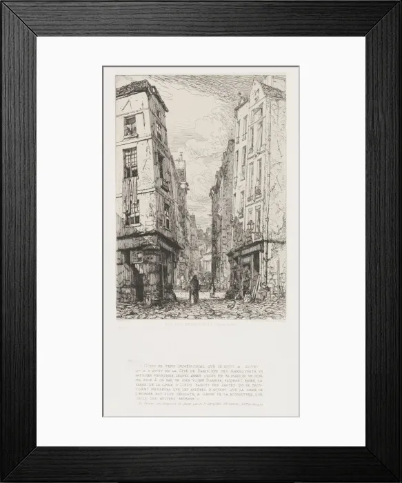 Framed Print : Rue des Marmousets (Old Paris), 1862. Creator: Maxime Lalanne (French, 1827-1886) Framed Print : Rue des Marmousets (Old Paris), 1862. Creator: Maxime Lalanne (French, 1827-1886)