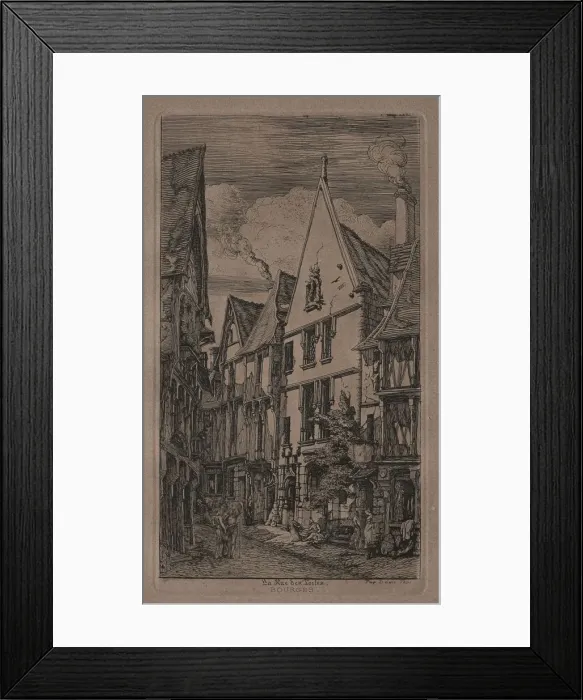 Framed Print : Rue des Toiles, Bourges. Creator: Charles Meryon (French, 1821-1868) Framed Print : Rue des Toiles, Bourges. Creator: Charles Meryon (French, 1821-1868)