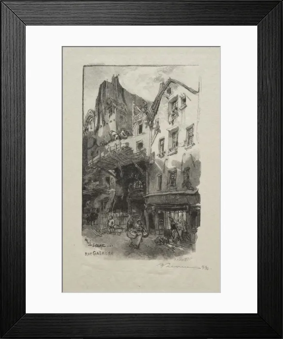 Framed Print : Rue Galande. Creator: Auguste Louis Lepere (French, 1849-1918) Framed Print : Rue Galande. Creator: Auguste Louis Lepere (French, 1849-1918)