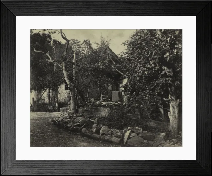 Framed Print : Rural Scene with Stone Building and Cross, c. 1857. Creator: Charles-Fortunat-Paul-Casimir Perier Framed Print : Rural Scene with Stone Building and Cross, c. 1857. Creator: Charles-Fortunat-Paul-Casimir Perier