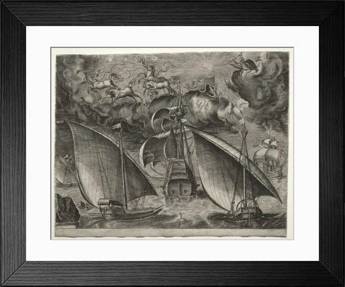 Framed Print : Sailing Vessels: Two Galleys Sailing Behind an Armed Three-Master with Phaeton... 1561-65 Framed Print : Sailing Vessels: Two Galleys Sailing Behind an Armed Three-Master with Phaeton... 1561-65