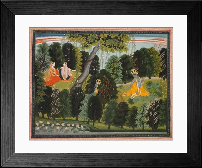Framed Print : Sakhi Persuades Radha to Meet Krishna, from the Lambagraon Gita Govinda Framed Print : Sakhi Persuades Radha to Meet Krishna, from the Lambagraon Gita Govinda