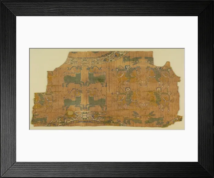 Framed Print : Samite fragment with hunters, 800s. Creator: Unknown Framed Print : Samite fragment with hunters, 800s. Creator: Unknown