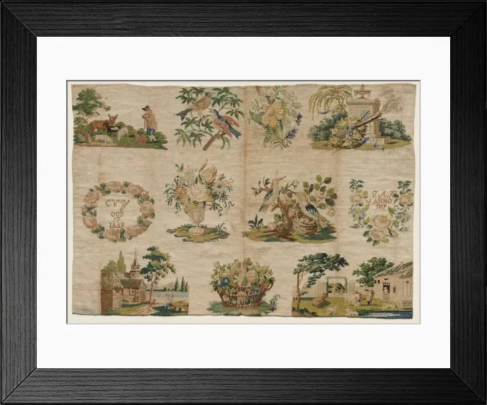Framed Print : Sampler Fragment, 1819. Creator: Unknown Framed Print : Sampler Fragment, 1819. Creator: Unknown