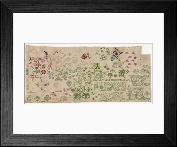 Framed Print : Sampler, 1600 - 1630. Creator: Unknown Framed Print : Sampler, 1600 - 1630. Creator: Unknown