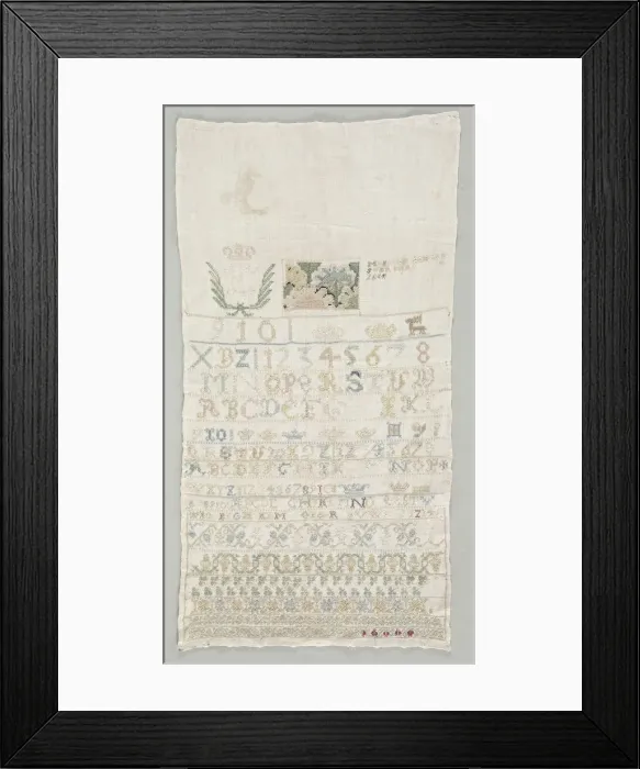 Framed Print : Sampler, 1742. Creator: Unknown Framed Print : Sampler, 1742. Creator: Unknown