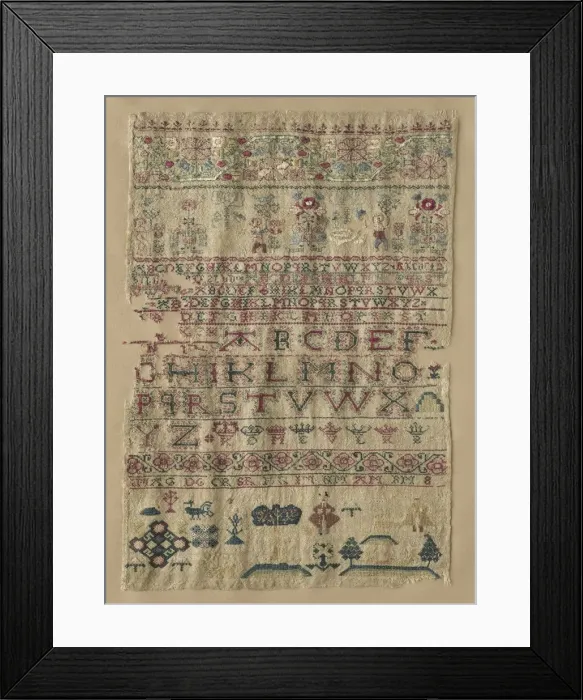 Framed Print : Sampler, 1743. Creator: Unknown Framed Print : Sampler, 1743. Creator: Unknown