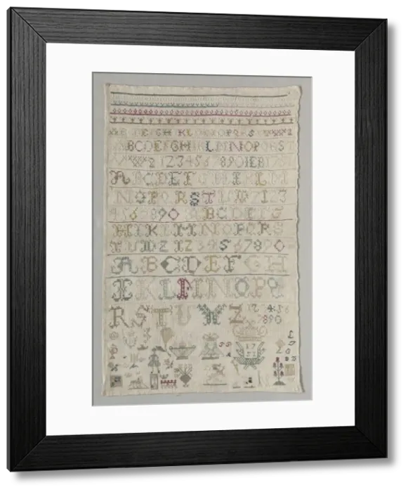 Framed Print : Sampler, 1751. Creator: Unknown Framed Print : Sampler, 1751. Creator: Unknown