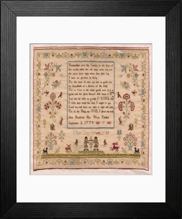 Framed Print : Sampler, 1779. Creator: Unknown