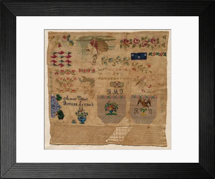 Framed Print : Sampler, 1800s. Creator: Unknown Framed Print : Sampler, 1800s. Creator: Unknown