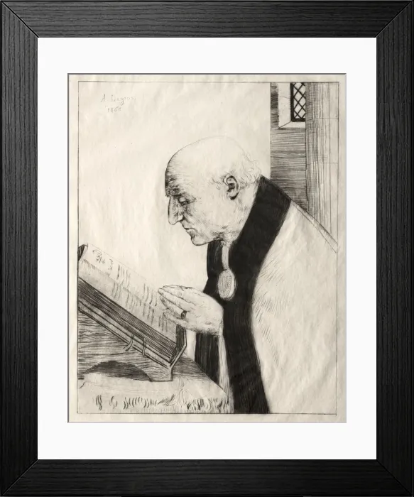 Framed Print : Reading the Office, 1868. Creator: Alphonse Legros (French, 1837-1911) Framed Print : Reading the Office, 1868. Creator: Alphonse Legros (French, 1837-1911)