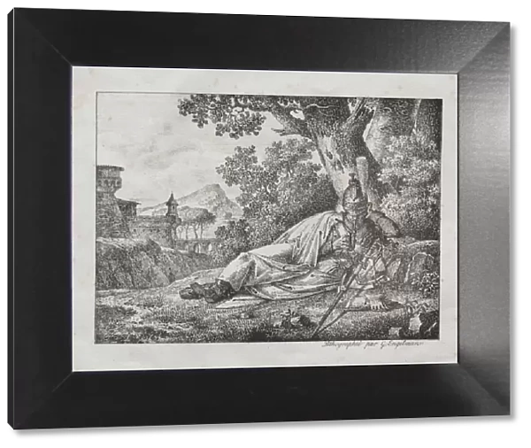 Receuil dessais lithographiques: Dragon fumant couche au pied dun arbre, 1822. Creator