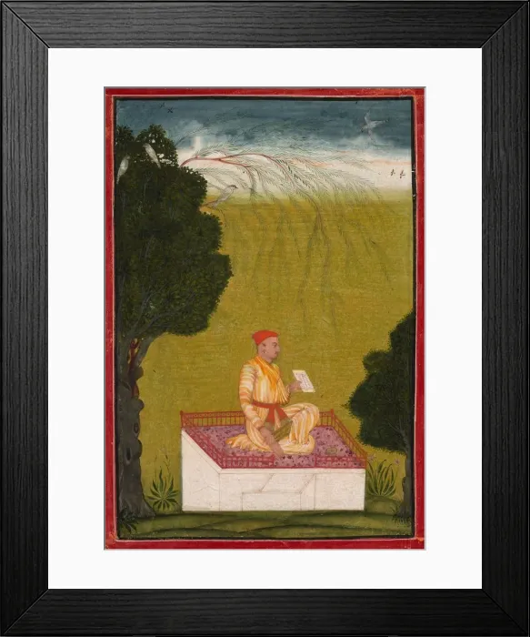 Framed Print : Raja Dalip Singh of Guler on a Dais, c. 1720. Creator: Unknown
