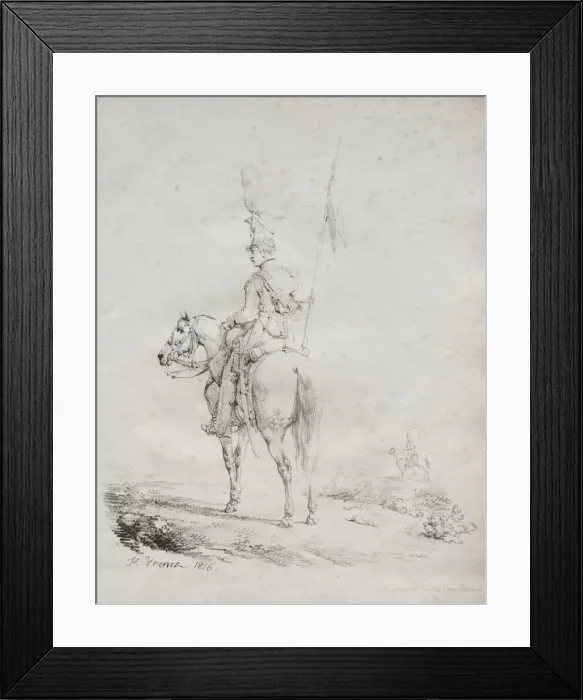 Framed Print : Receuil dessais lithographiques: Le Lancier en Vedette, 1816. Creator: Horace Vernet (French Framed Print : Receuil dessais lithographiques: Le Lancier en Vedette, 1816. Creator: Horace Vernet (French