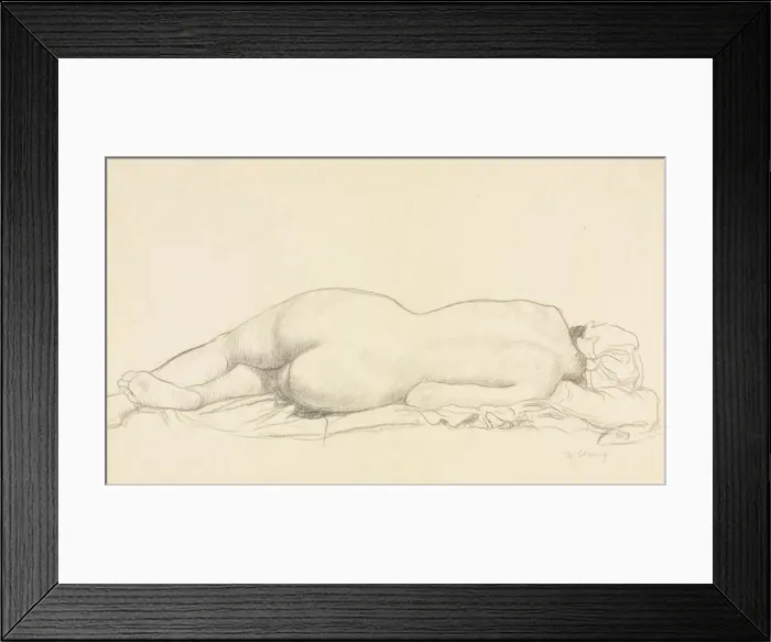 Framed Print : Reclining Nude. Creator: William Strang (British, 1859-1921) Framed Print : Reclining Nude. Creator: William Strang (British, 1859-1921)