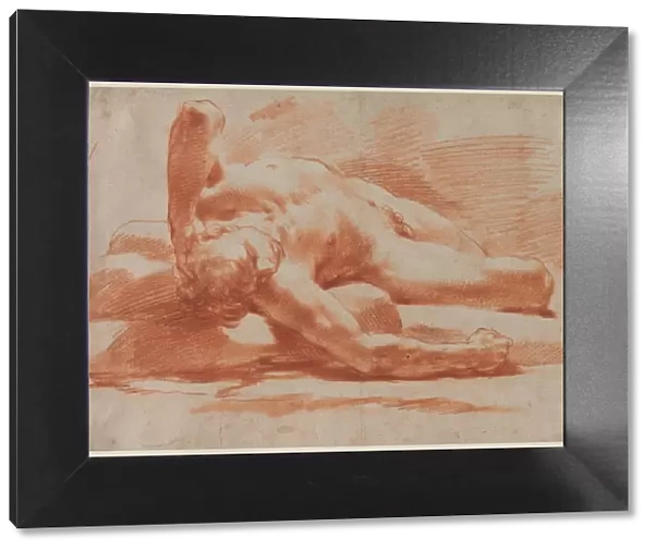 Reclining Male Nude, second half 18th century. Creator: Gaetano Gandolfi (Italian, 1734-1802)